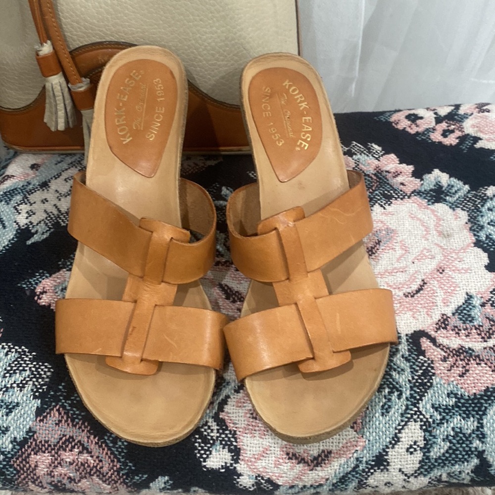 Kork-Ease Tan Leather Heel Sandals - Picture 2 of 6